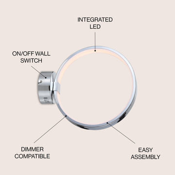 Nathaniel 14" Dimmable Integrated LED Metal Wall Sconce - JONATHAN Y
